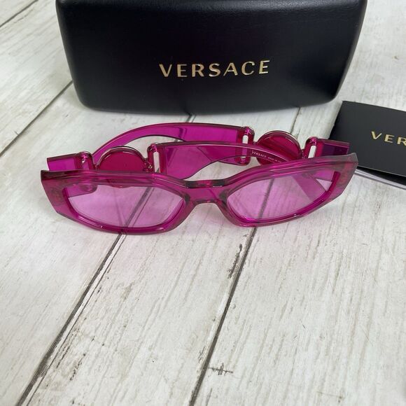 Versace VE 4361 5334/5 53mm Transparent Fuxia Geometric Sunglasses Pink Lens - Picture 2 of 16